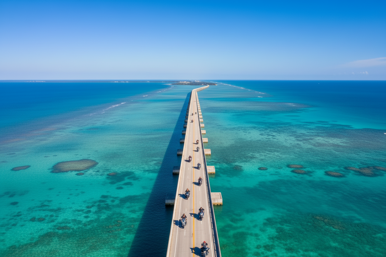 Seven Mile Bridge with Motorcycles